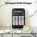 Uniross Compact Multi Charger + 4 AA Batteries