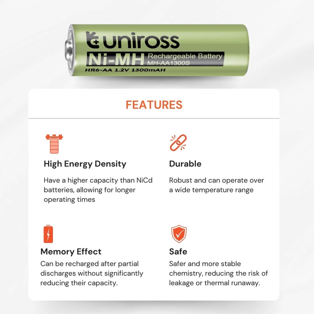 Uniross MH-AA1300S Nimh AA Battery 