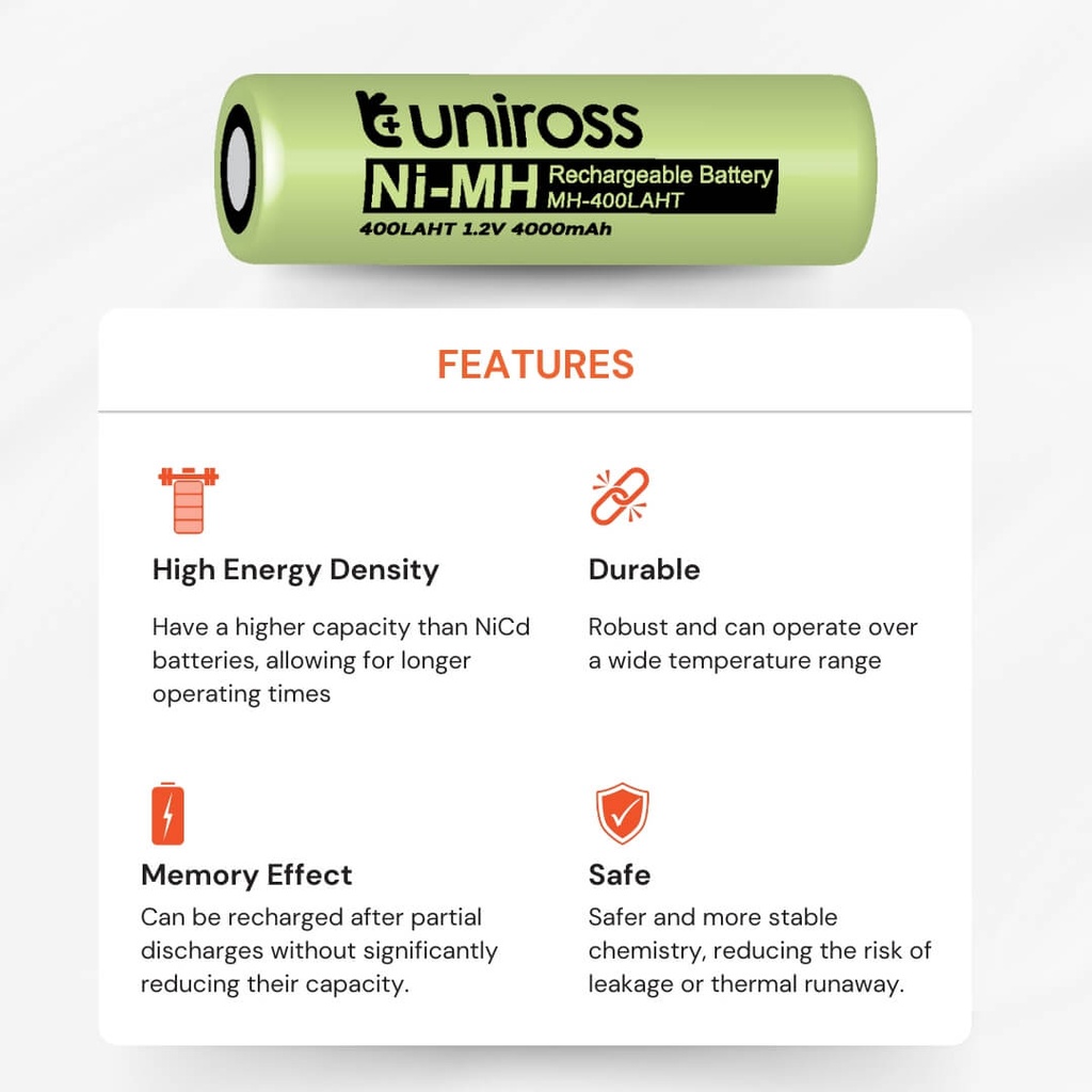 Uniross MH-400LAHT_WB Nimh LAHT (18700) Battery