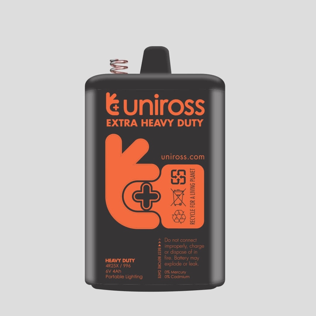 Uniross 4R25 6V Heavy Duty Zinc Battery (Pack 1)