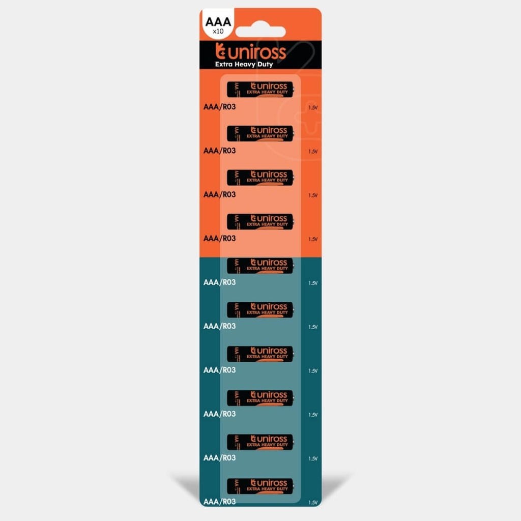 Uniross R03 AAA Heavy Duty Zinc Battery (Strip Pack 10)