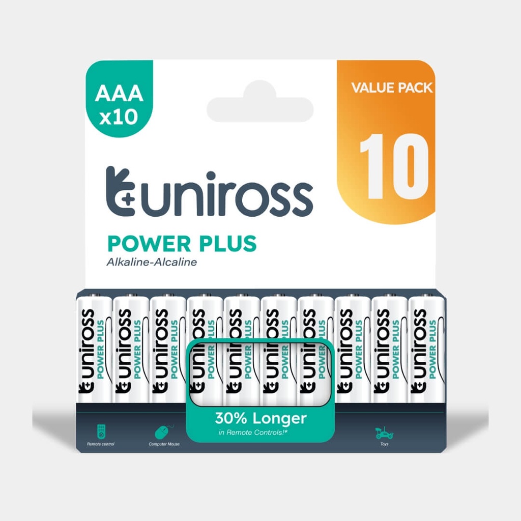 Uniross LR03 AAA Power Plus Alkaline Battery (Pack 10)