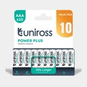 Uniross LR03 AAA Power Plus Alkaline Battery (Pack 10)