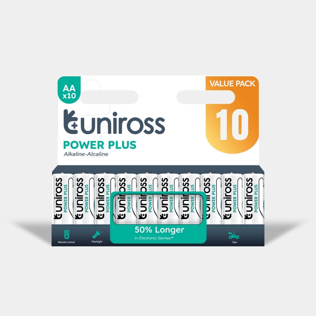 Uniross LR6 AA Power Plus Alkaline Battery (Pack 10)