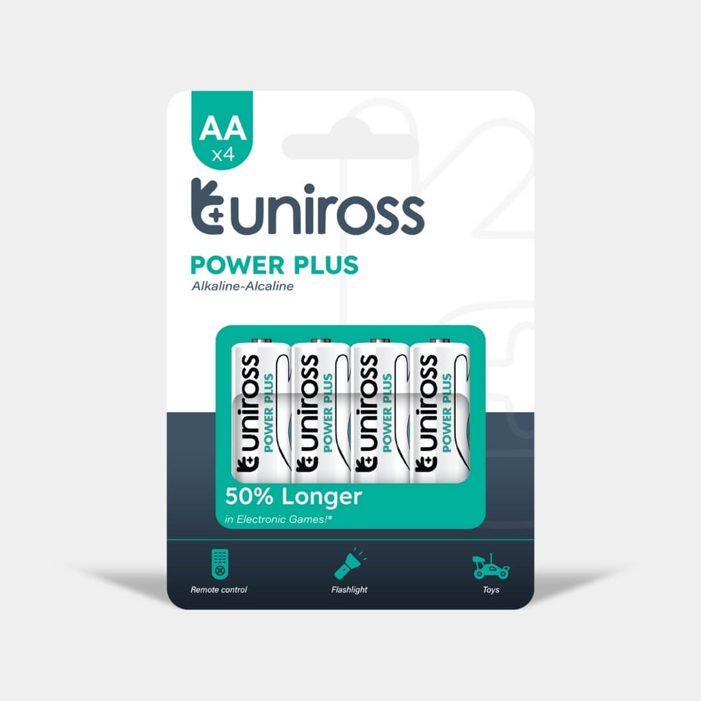 Uniross LR6 AA Power Plus Alkaline Battery (Pack 4)