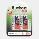 Uniross Ni-MH Rechargeable C Battery 3000mAh (Pack of 2)