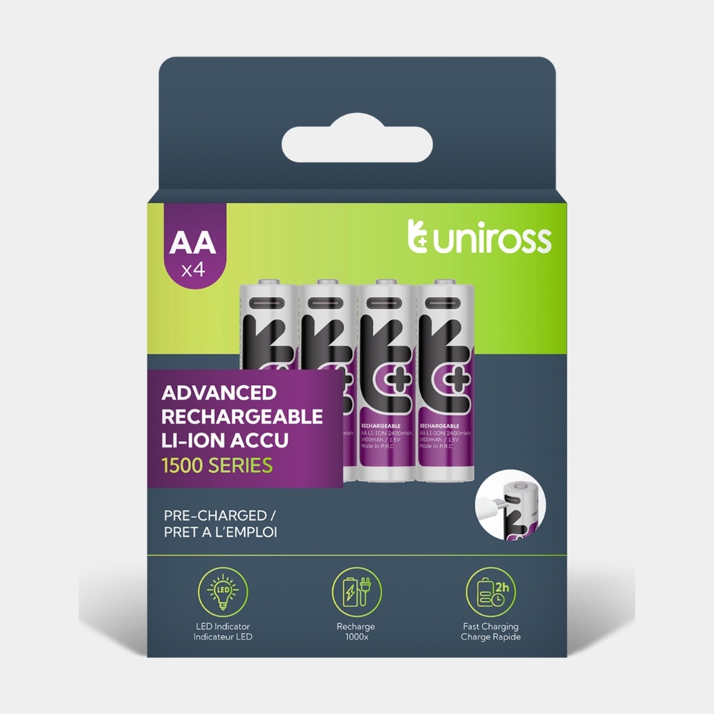 Uniross USB-C AA 1.5V Rechargeable Battery (Pack 4)