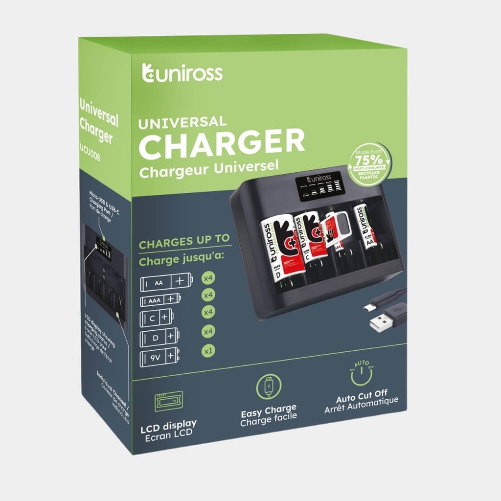 Uniross Universal Battery Charger AA / AAA / C / D / 9V 