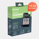 Uniross Compact Charger for AA, AAA & 9V Batteries -  Includes 4 Rechargeable AA Batteries