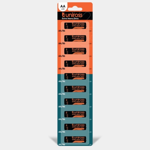 [UEDSPAA10] Uniross R6 AA Heavy Duty Zinc Battery (Strip Pack 10)