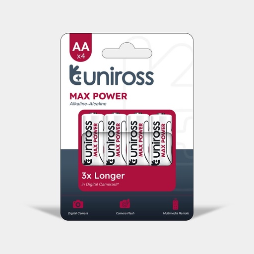 [UMPAAPK4] Uniross LR6 AA Max Power Alkaline Battery (Pack 4)