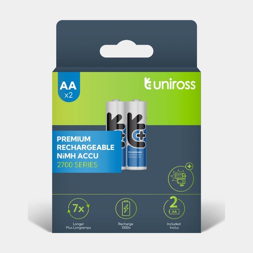 [UN2AA2700] Uniross Ni-MH Rechargeable AA Battery 2700mAh (Pack of 2)