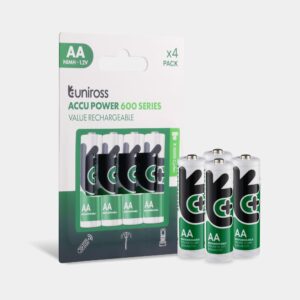 Uniross Ni-MH Rechargeable AA Battery 600mAh (Pack of 4) | UN4AA600