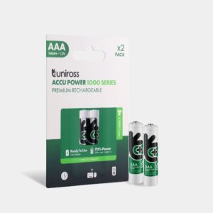 Uniross Ni-MH Rechargeable AAA Battery 1000mAh (Pack of 2) | UH2AAA1000