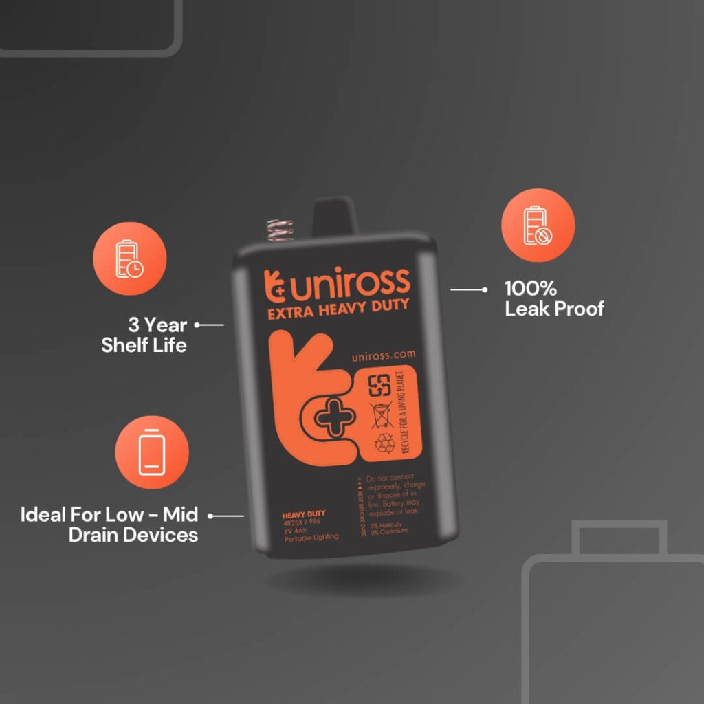 Uniross 4R25 6V Heavy Duty Zinc Battery (Pack 1)