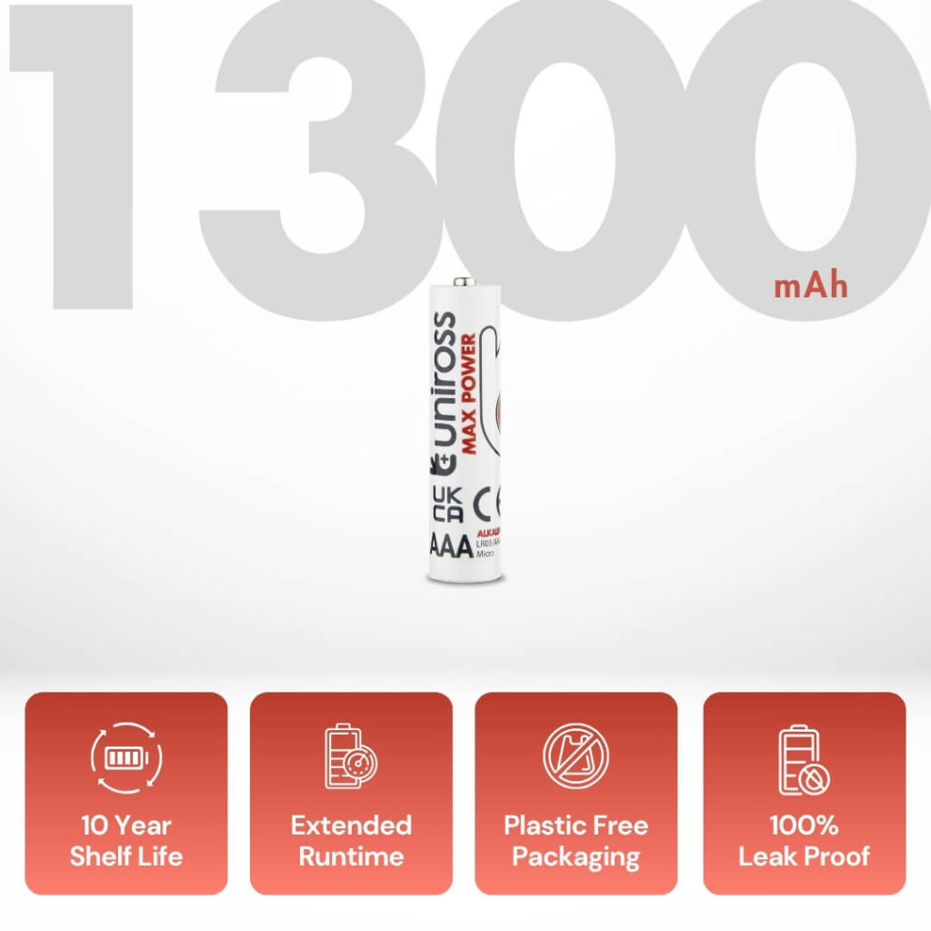 Uniross LR03 AAA Max Power Alkaline Battery (Pack 4)