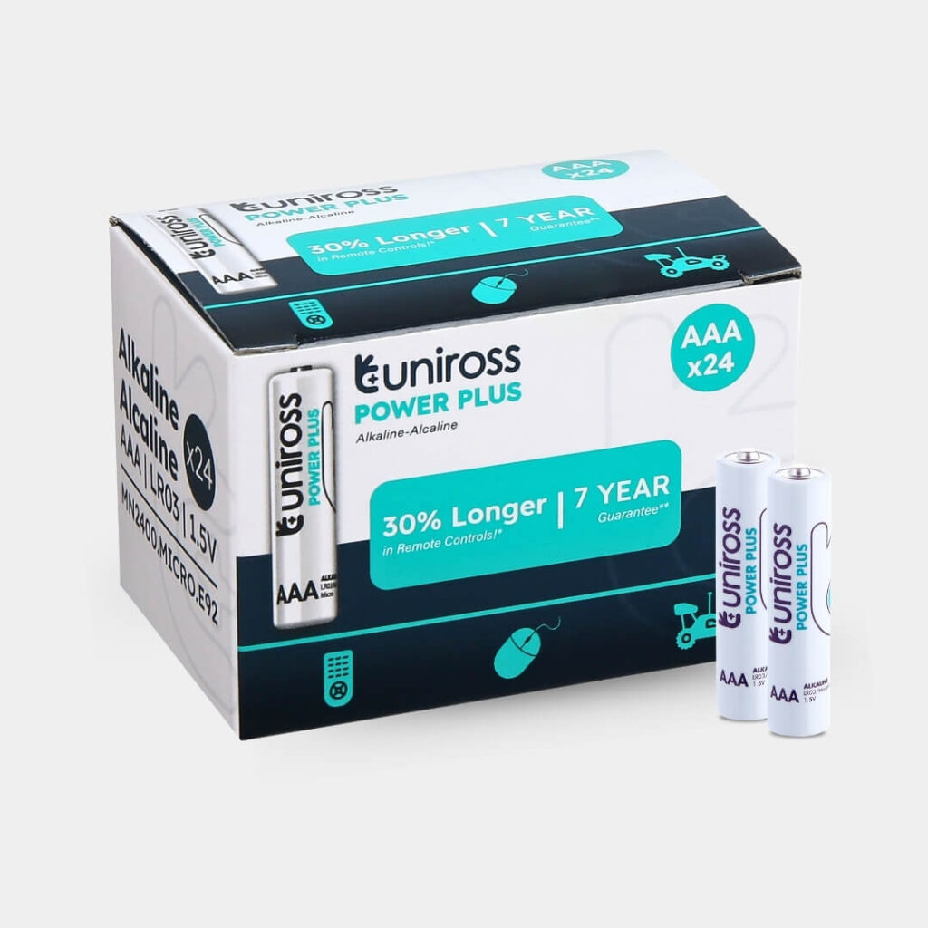 Le guide complet des piles AAA 2 Uniross LR03 AAA Power Plus Alkaline Battery (Box 24) | UPPAAABX24