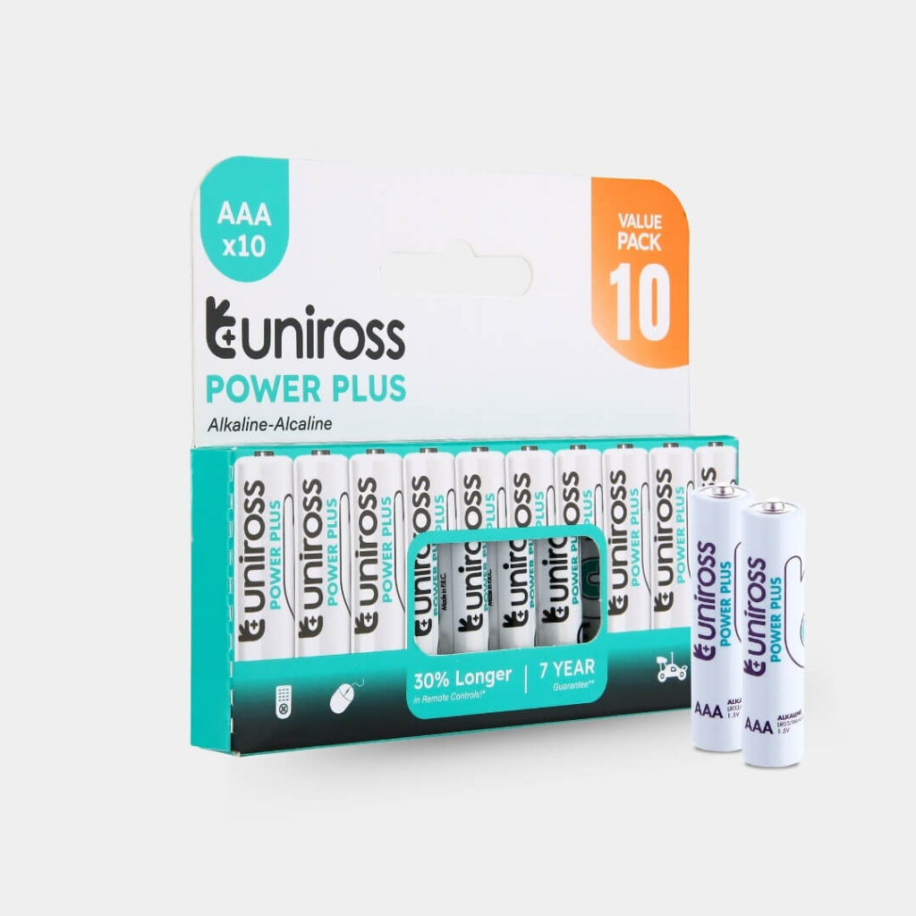 Types de piles : Guide 5 Uniross LR03 AAA Power Plus Alkaline Battery (Pack 10) | UPPAAAPK10