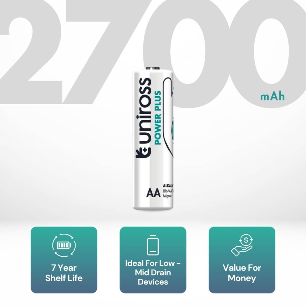 Uniross LR6 AA Power Plus Alkaline Battery (Pack 10) 2 Uniross LR6 AA Power Plus Alkaline Battery (Pack 10)