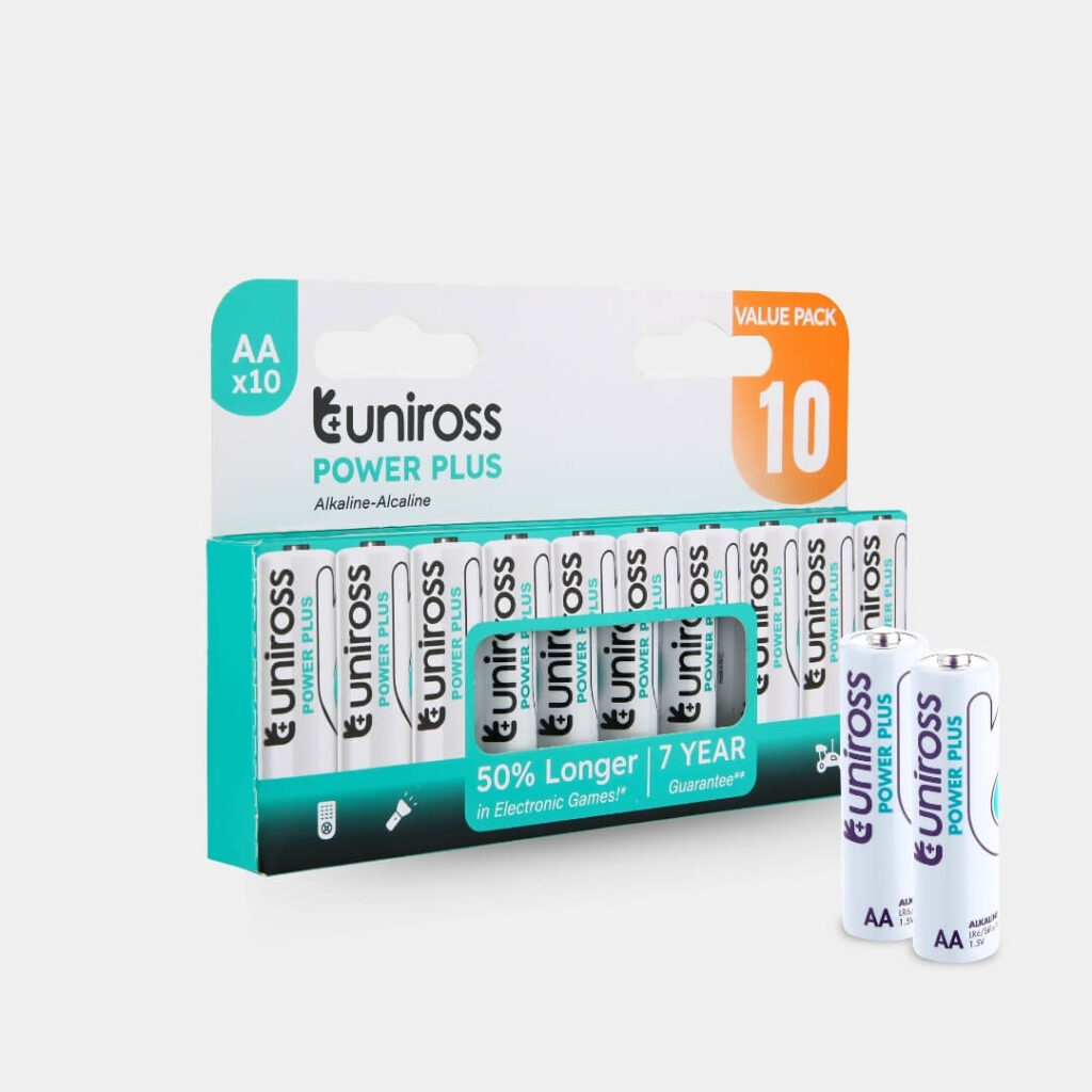 Types de piles : Guide 2 Uniross LR6 AA Power Plus Alkaline Battery (Pack 10)