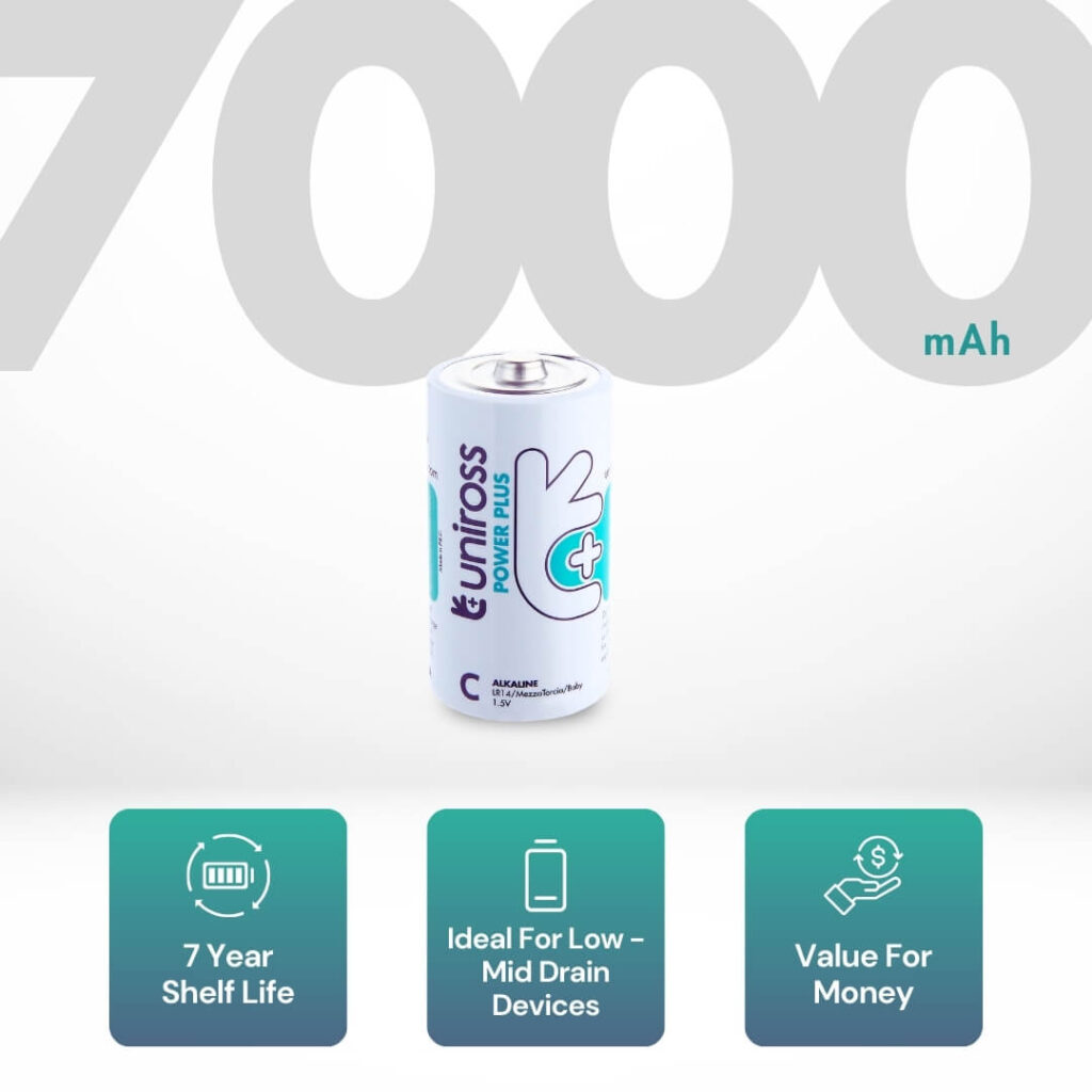 Pile alcaline Uniross LR14 C Power Plus (Pack 2)