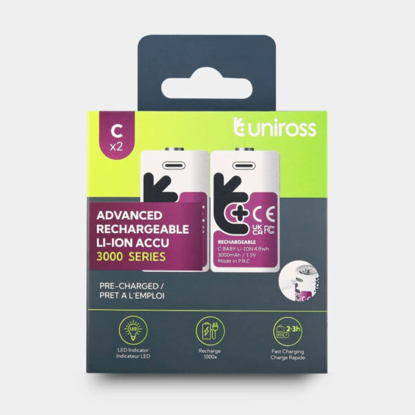 Uniross USB-C C 1.5V Rechargeable Battery (Pack 2)