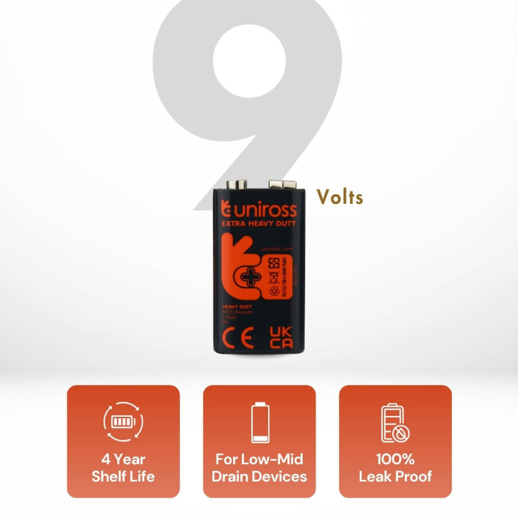 Uniross 6F22 9V Heavy Duty Zinc Battery (Blister 1) 2 Uniross 6F22 9V Heavy Duty Zinc Battery (Blister 1)