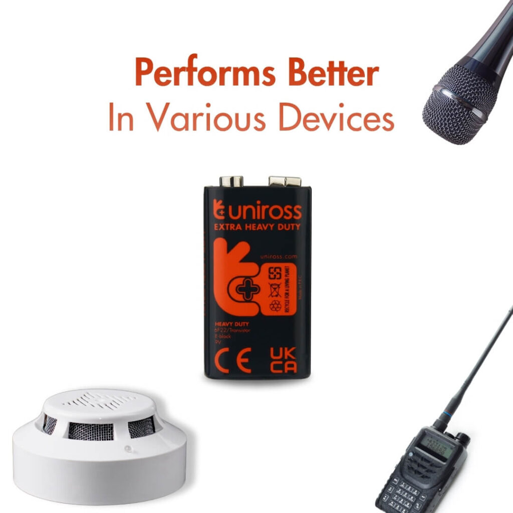 Uniross 6F22 9V Heavy Duty Zinc Battery (Blister 1) 4 Uniross 6F22 9V Heavy Duty Zinc Battery (Blister 1)