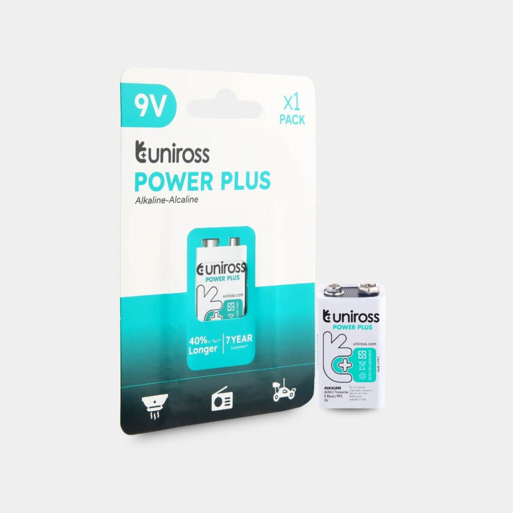 Uniross 6LR61 9V Power Plus Alkaline Battery (Pack 1)