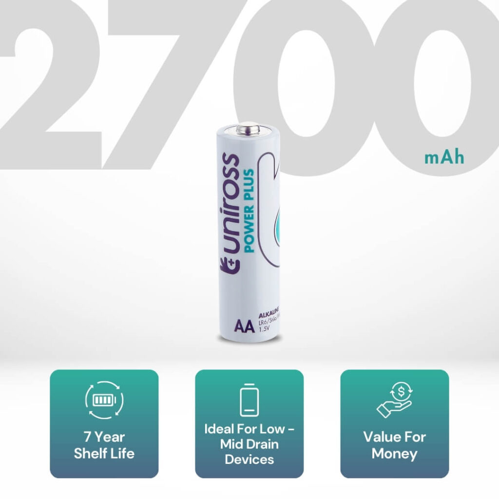 Uniross LR6 AA Power Plus Alkaline Battery (Pack 4)