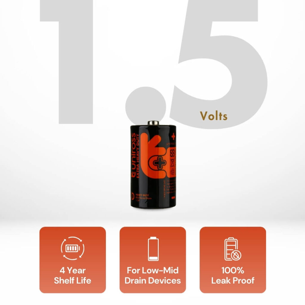 Uniross R20 D Heavy Duty Zinc Battery (Blister 2)