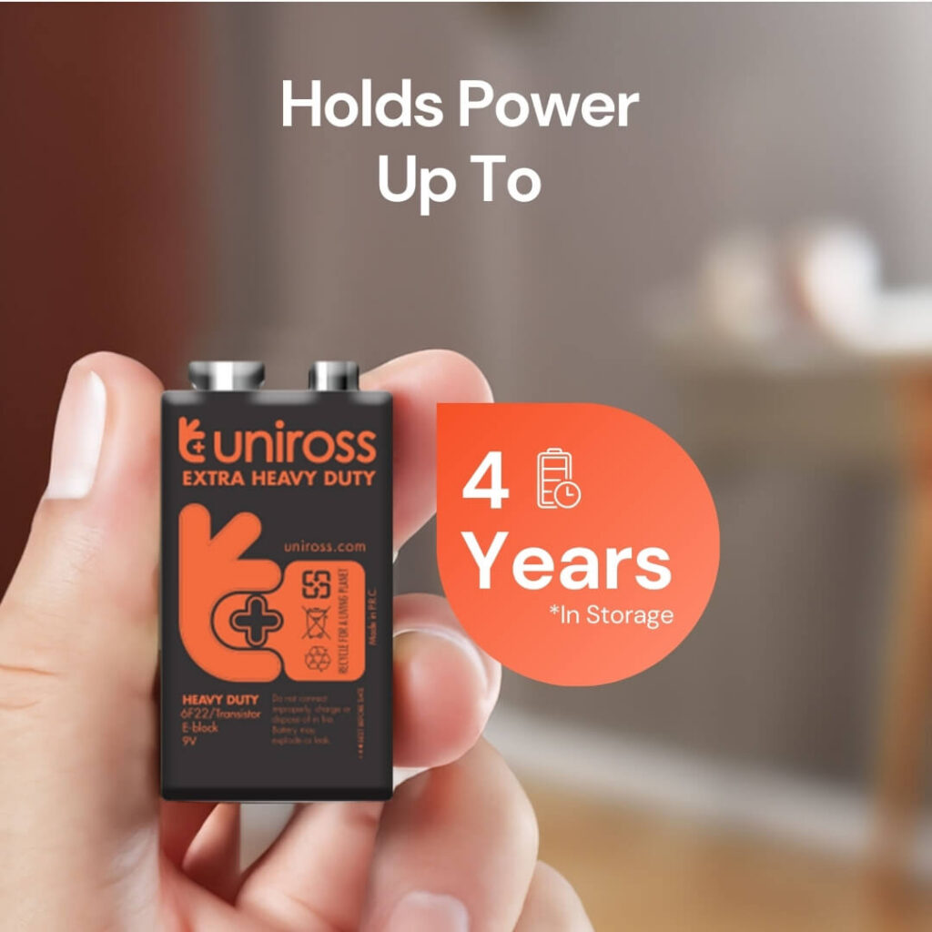 Uniross 6F22 9V Heavy Duty Zinc Battery (Blister 1)