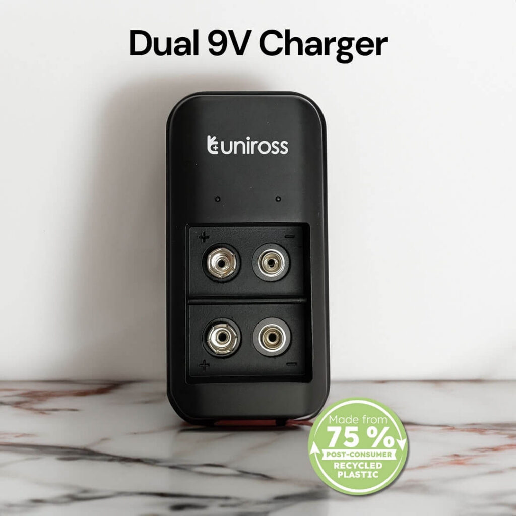 Uniross Dual 9V Battery Charger for Essential Devices - Safe & Efficient