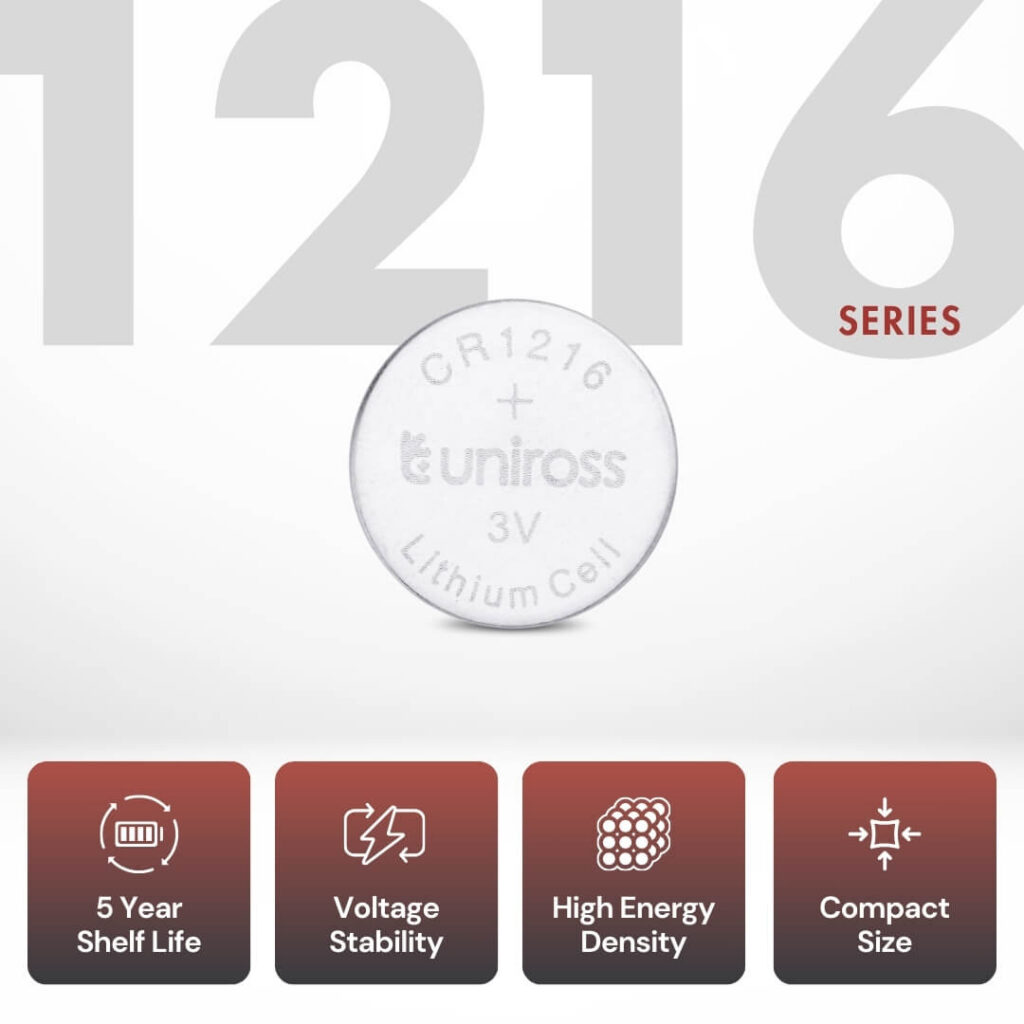 Uniross Lithium Coin Cells CR1216 (Blister of 5)
