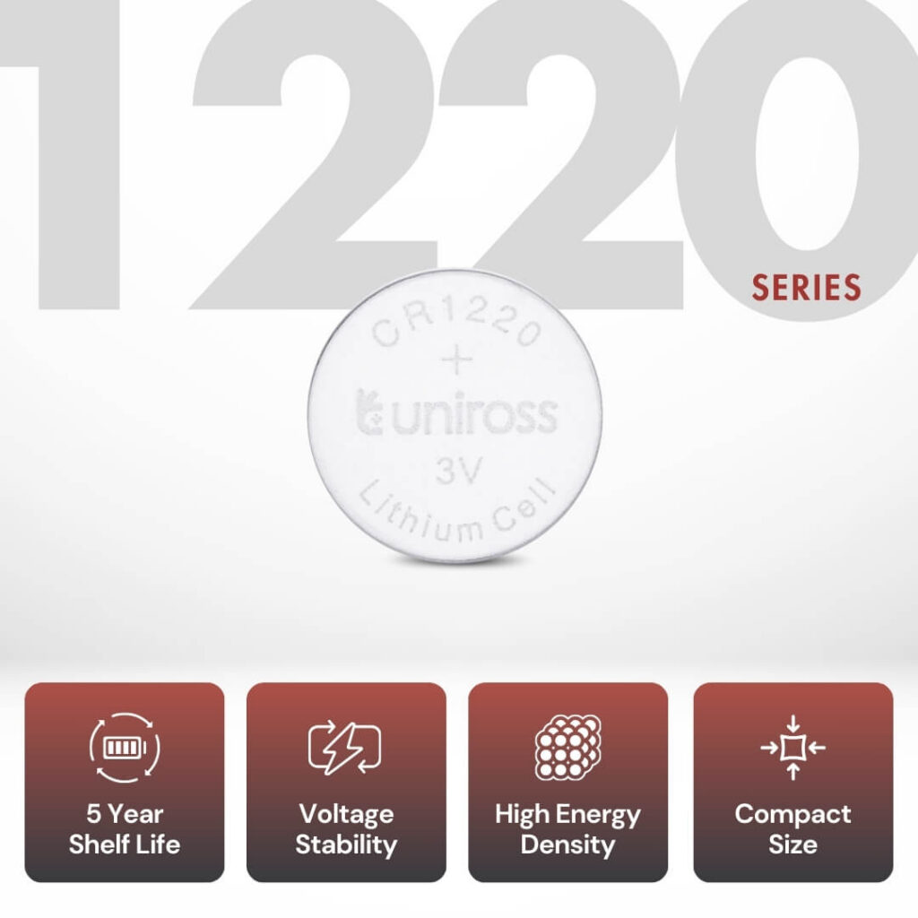 Uniross Lithium Coin Cells CR1220 (Blister of 5)