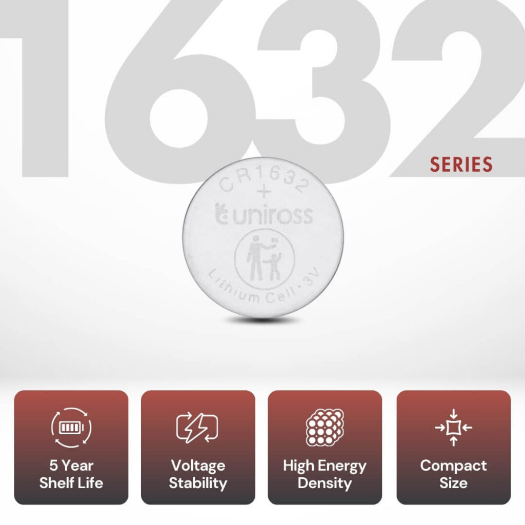 Uniross Lithium Coin Cells CR1632 (Blister of 5)