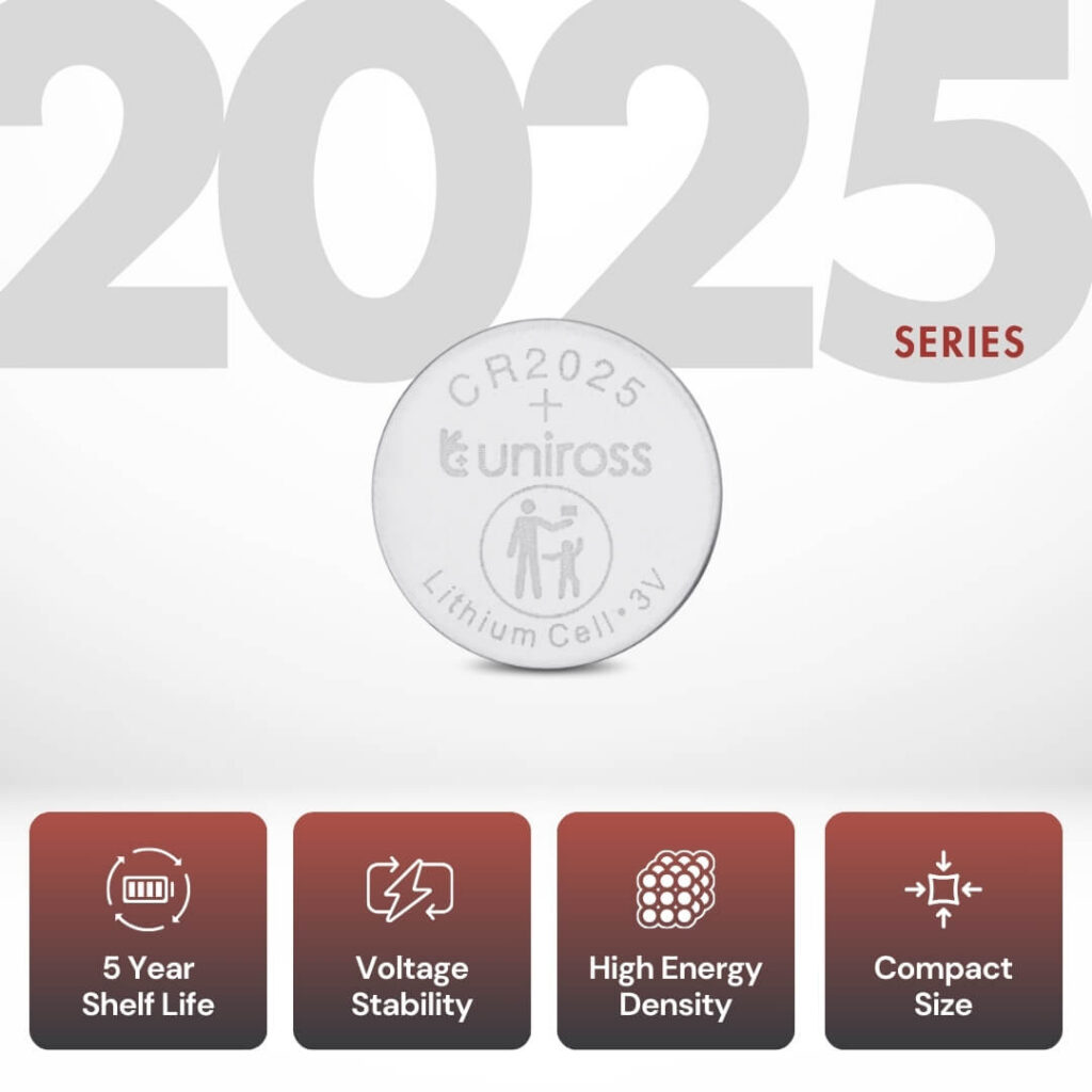 Uniross Lithium Coin Cells CR2025 (Blister of 5)