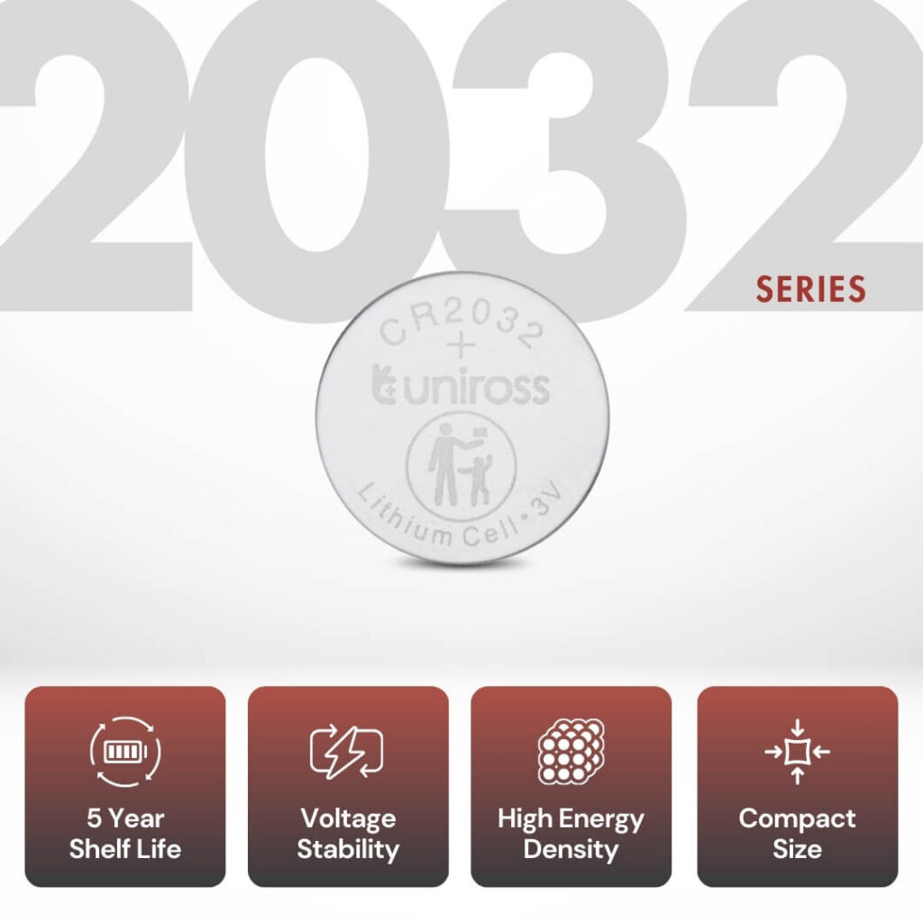 Uniross Lithium Coin Cells CR2032 (Blister of 5)