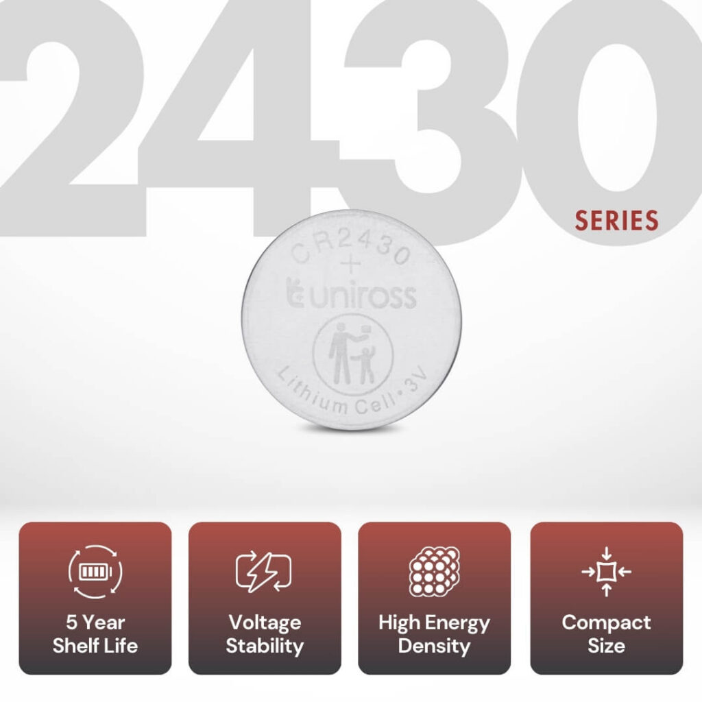 Uniross Lithium Coin Cells CR2430 (Blister of 5)