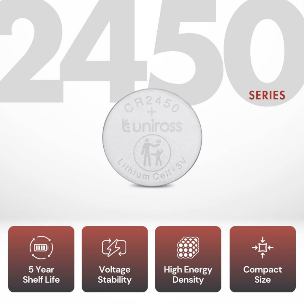Uniross Lithium Coin Cells CR2450 (Blister of 5)