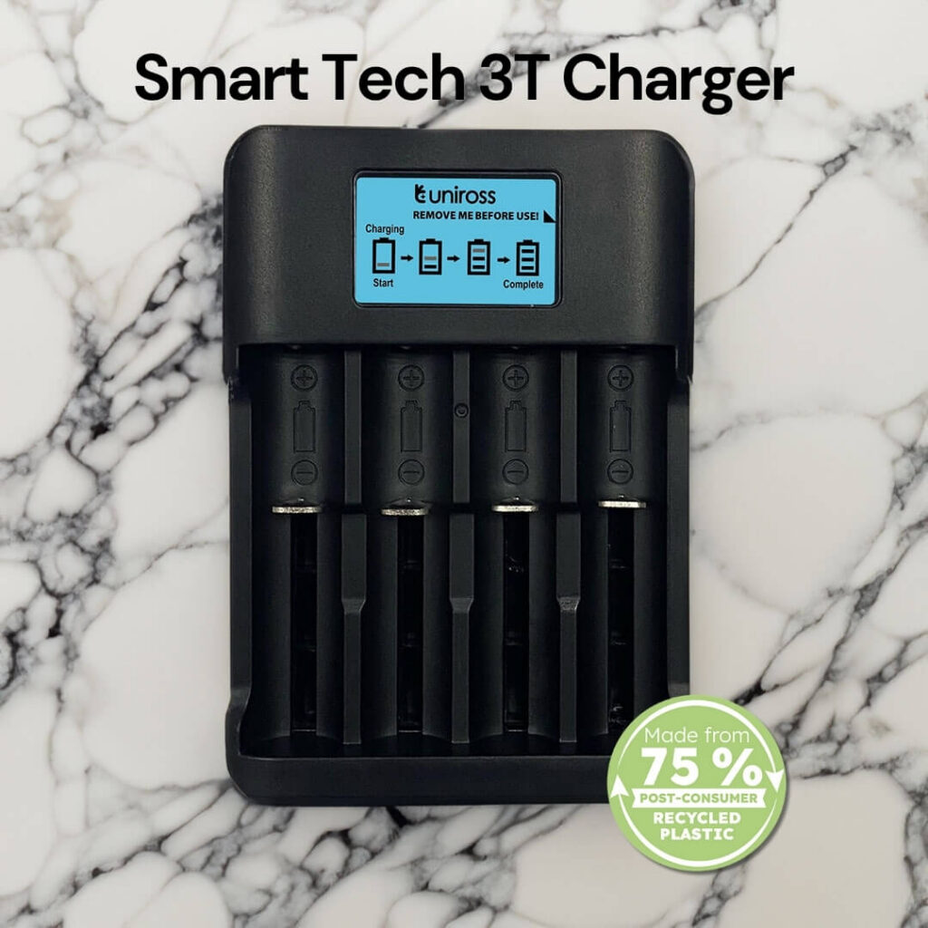 Uniross Smart Tech 3T Charger for Li-ion & NiMH Batteries - Intelligent Charging