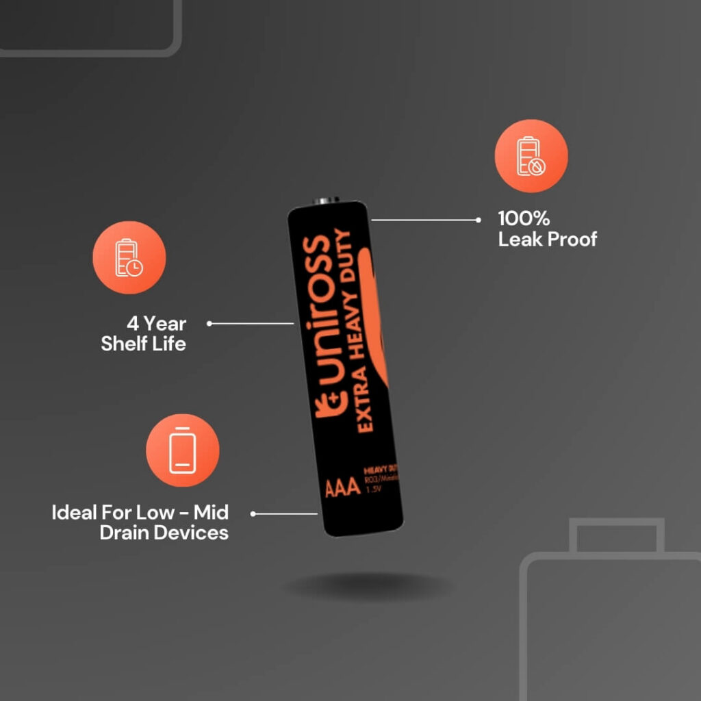 Uniross R03 AAA Heavy Duty Zinc Battery (Blister 2)