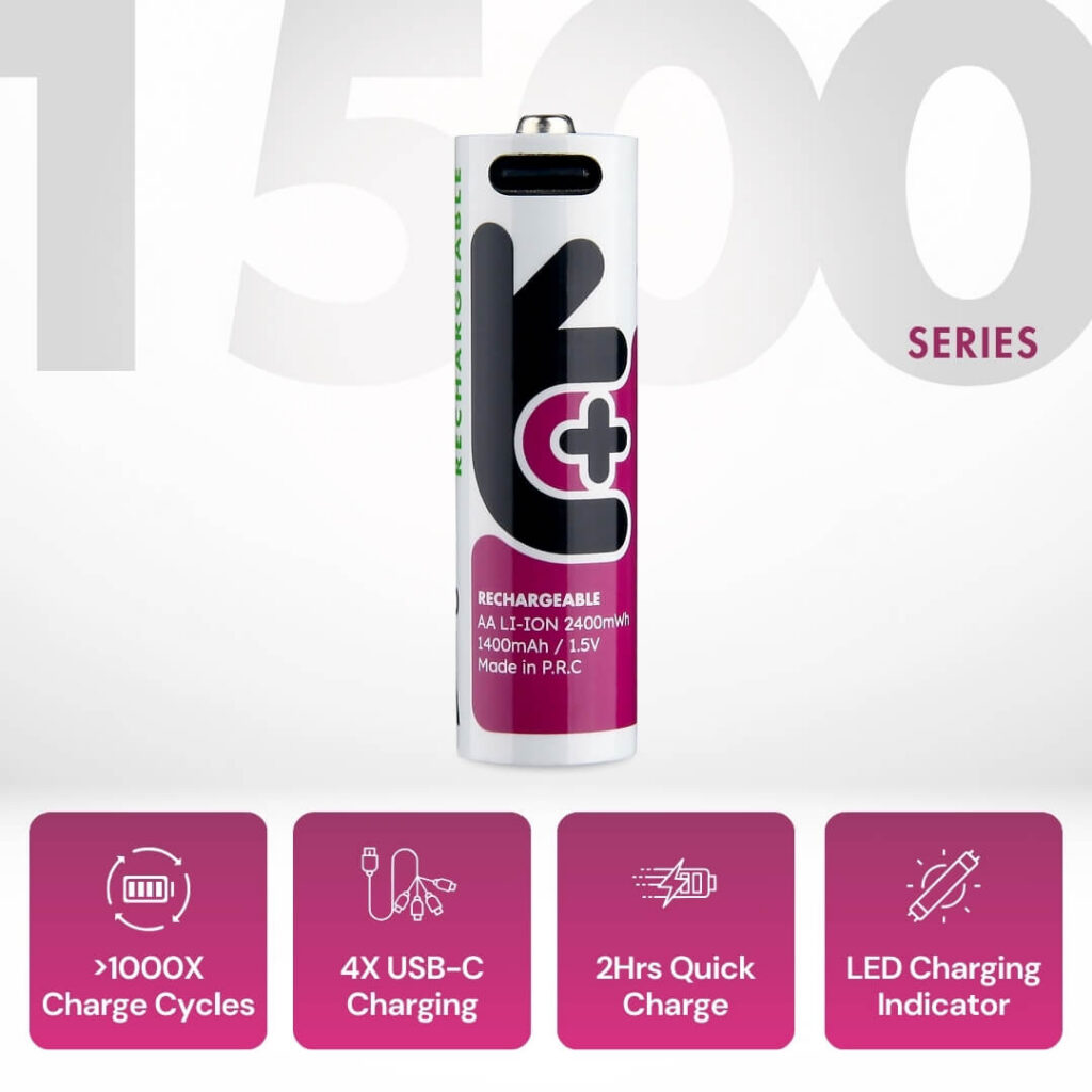 Uniross USB-C AA 1.5V Rechargeable Battery (Pack 4)