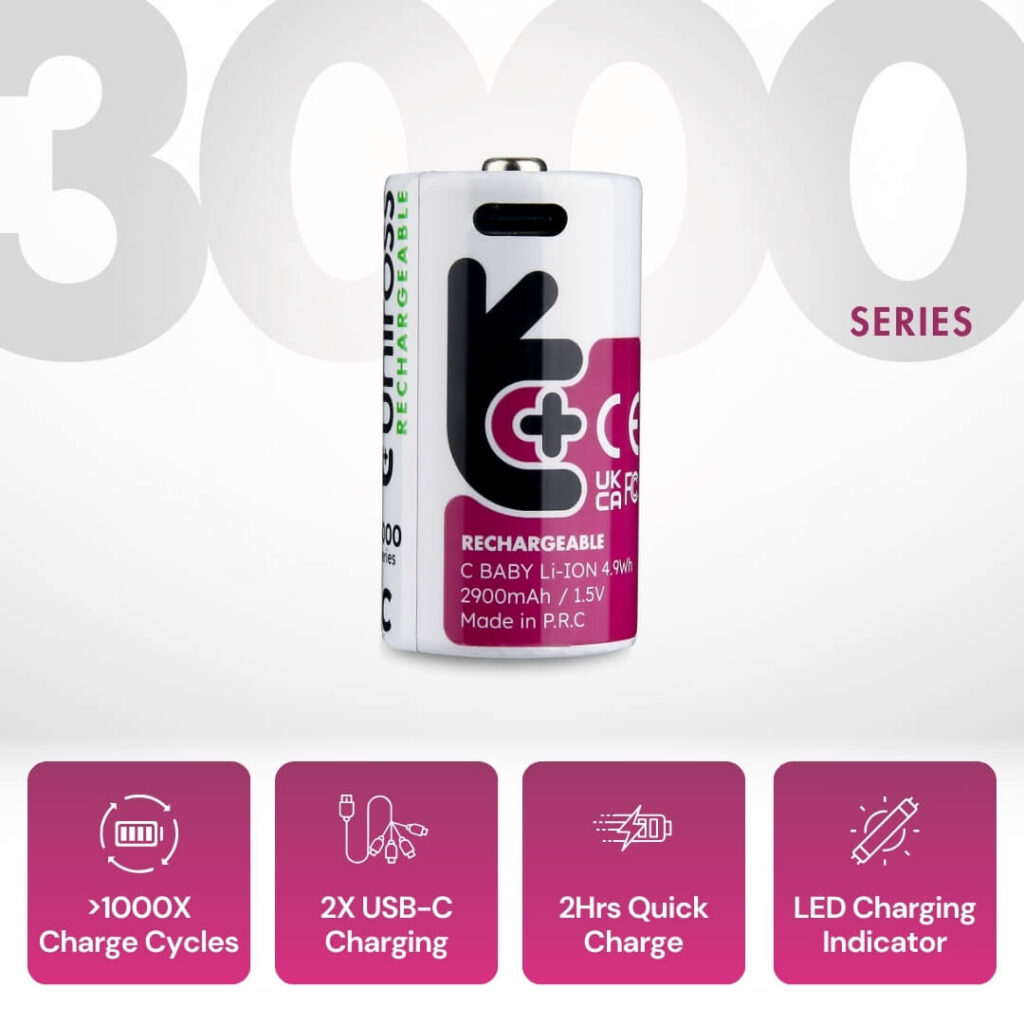 Uniross USB-C C 1.5V Rechargeable Battery (Pack 2)