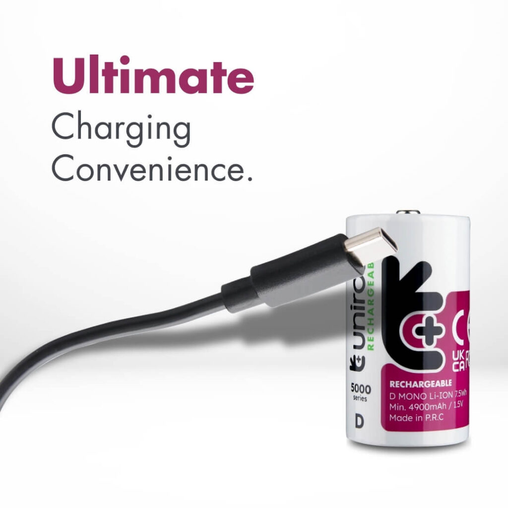 Uniross USB-C D 1.5V Rechargeable Battery (Pack 2)