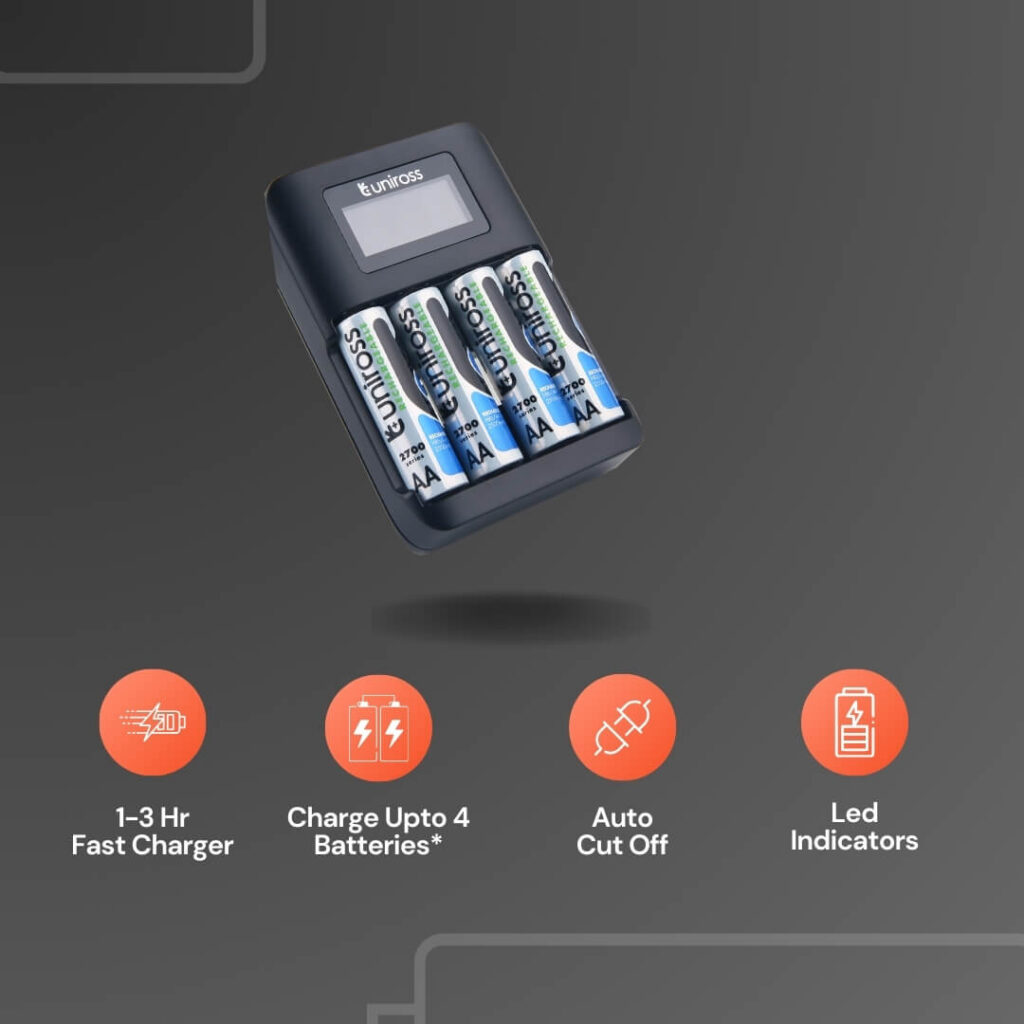 Uniross Ultra Fast Battery Charger for AA & AAA Batteries- Charge in No Time