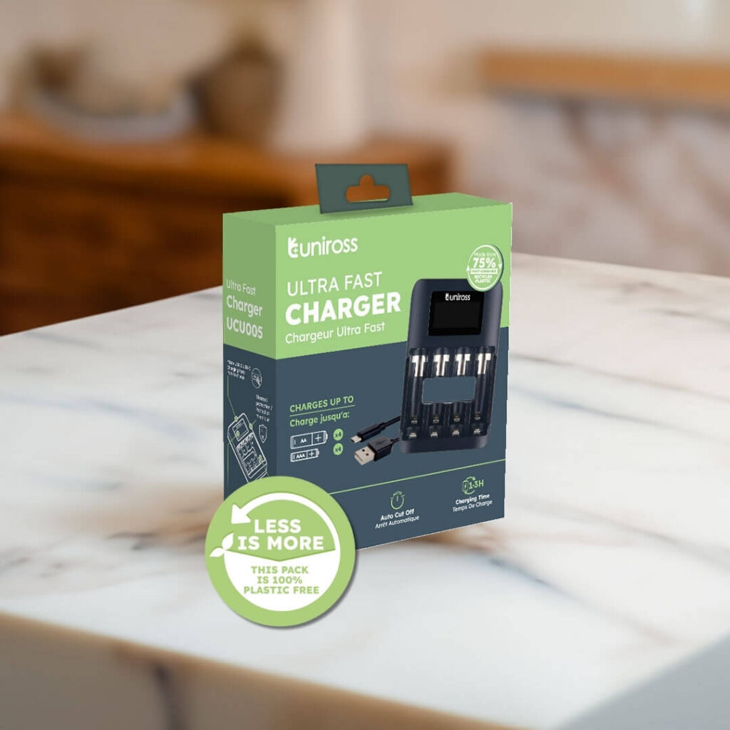 Uniross Ultra Fast Battery Charger for AA & AAA Batteries- Charge in No Time