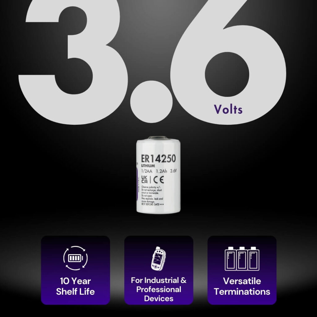 Uniross Industrial UER14250 – 1/2AA Lithium Thionyl Chloride Battery 2 Uniross Industrial UER14250 – High-Performance 1/2AA Lithium Thionyl Chloride Battery