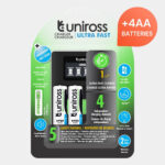 Uniross Ultra Fast Charger for AA & AAA Batteries - Includes 4 Rechargeable AA Batteries