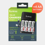 Uniross Value Battery Charger for AA & AAA Batteries - Includes 4 Rechargeable AA Batteries